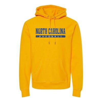 North Carolina Baseball Blue Vintage Text Premium Hoodie