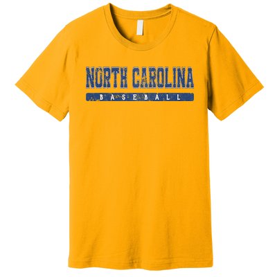 North Carolina Baseball Blue Vintage Text Premium T-Shirt