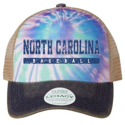North Carolina Baseball Blue Vintage Text Legacy Tie Dye Trucker Hat