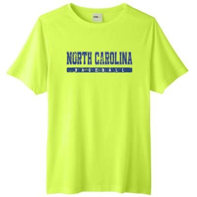 North Carolina Baseball Blue Vintage Text Tall Fusion ChromaSoft Performance T-Shirt