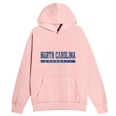 North Carolina Baseball Blue Vintage Text Urban Pullover Hoodie