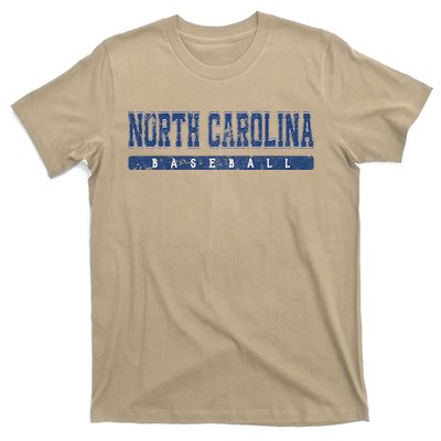 North Carolina Baseball Blue Vintage Text T-Shirt