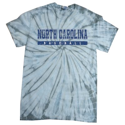 North Carolina Baseball Blue Vintage Text Tie-Dye T-Shirt