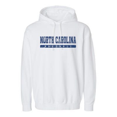 North Carolina Baseball Blue Vintage Text Garment-Dyed Fleece Hoodie