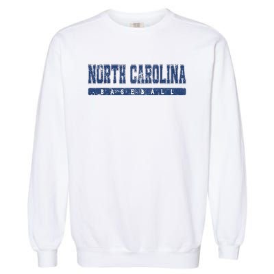 North Carolina Baseball Blue Vintage Text Garment-Dyed Sweatshirt