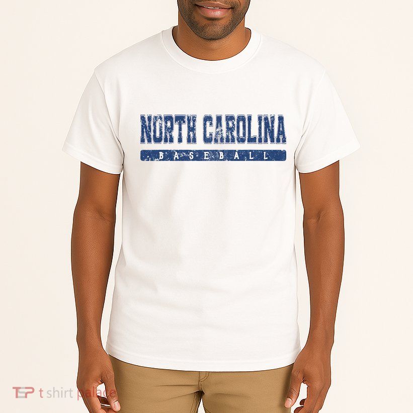 North Carolina Baseball Blue Vintage Text Tall T-Shirt