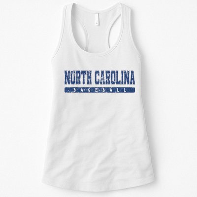 North Carolina Baseball Blue Vintage Text Womens Tank Top