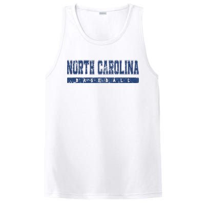 North Carolina Baseball Blue Vintage Text PosiCharge Competitor Tank