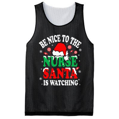 Nurse Christmas Be Nice To The Nurse Santa is Watching Mesh Reversible Basketball Jersey Tank