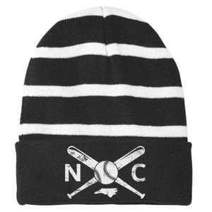 North Carolina Baseball Nc Baseball North Carolina Baseball Striped Beanie with Solid Band