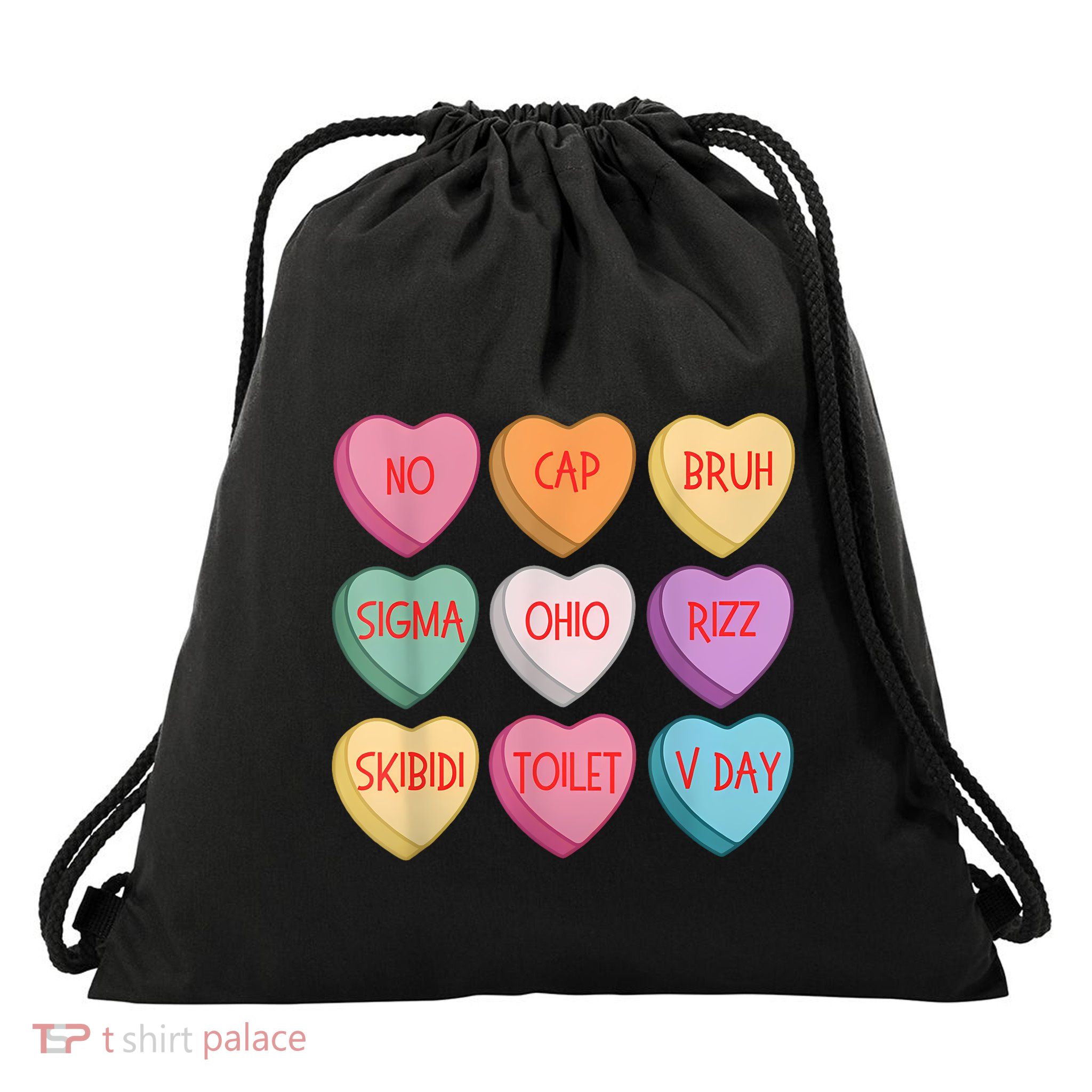 No Cap Bruh Sigma Ohio Rizz Valentines Day Slang Drawstring Bag
