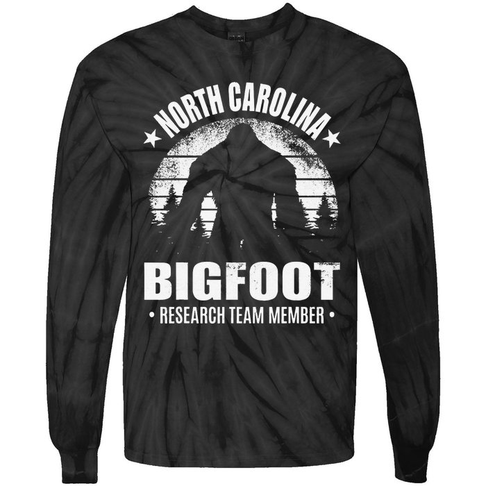 North Carolina Bigfoot Research Team Member Sasquatch Sunset Tie-Dye Long Sleeve Shirt