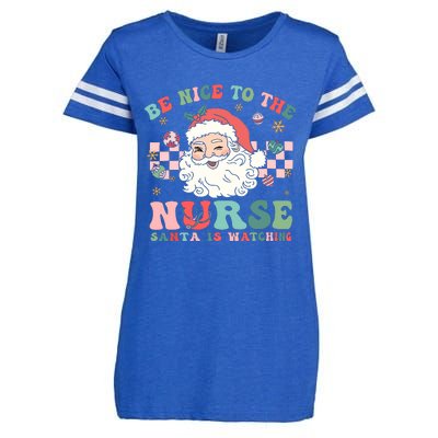 Nurse Christmas Be Nice To The Nurse Santa Is Watching Enza Ladies Jersey Football T-Shirt