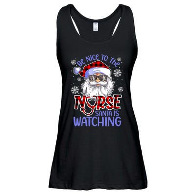 Nurse Christmas Be Nice To The Nurse Santa Is Watching Ladies Essential Flowy Tank