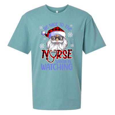 Nurse Christmas Be Nice To The Nurse Santa Is Watching Sueded Cloud Jersey T-Shirt