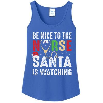 Nurse Christmas Be Nice To The Nurse Santa Is Watching Cool Gift Ladies Essential Tank