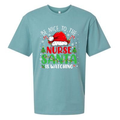 Nurse Christmas Be Nice To The Nurse Santa Is Watching Gift Sueded Cloud Jersey T-Shirt