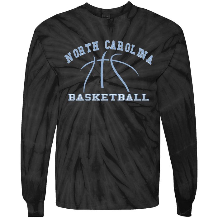 North Carolina Basketball Camp Fan Hoops Graphic NC Gear Tie-Dye Long Sleeve Shirt