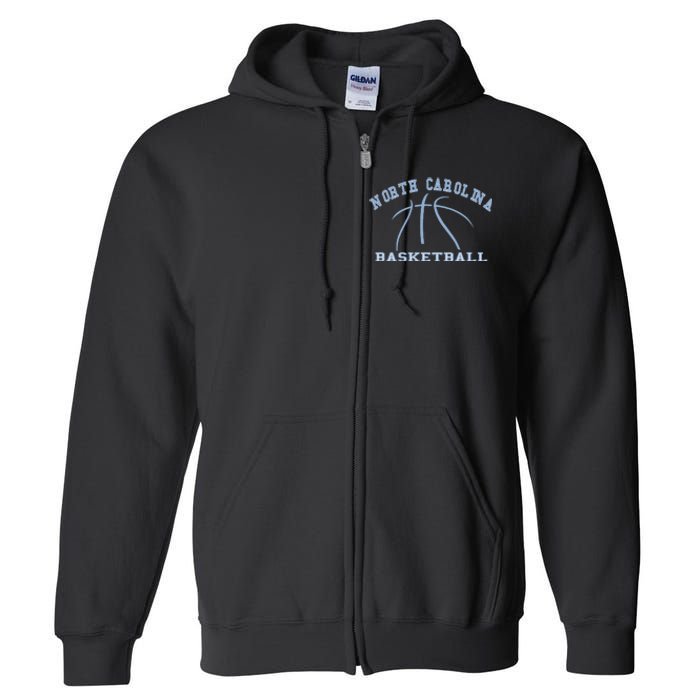 North Carolina Basketball Camp Fan Hoops Graphic NC Gear Full Zip Hoodie