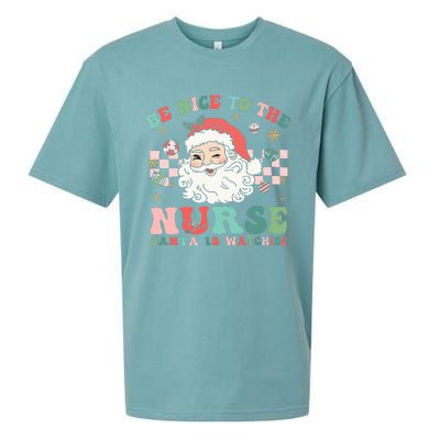 Nurse Christmas Be Nice To The Nurse Santa Is Watching Sueded Cloud Jersey T-Shirt