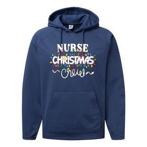 Nurse Christmas Crew Party Cute Nursing Np Rn Xmas Lights Great Gift Performance Fleece Hoodie