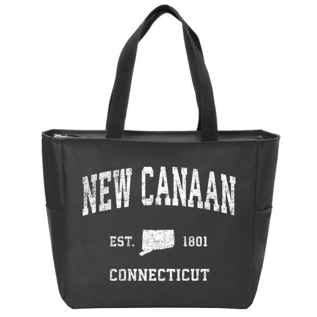 New Canaan Connecticut Ct Vintage Sports Zip Tote Bag
