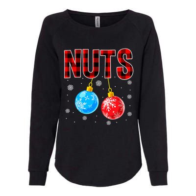 Nuts Chest Christmas Buffalo Plaid Matching Couple Chestnuts Womens California Wash Sweatshirt