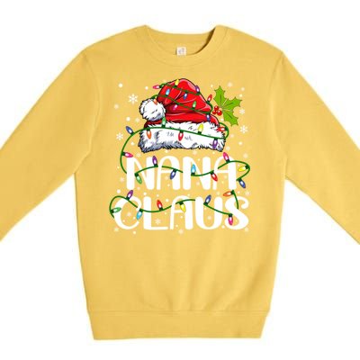 Nana Claus Christmas Lights Pajama Family Matching Premium Crewneck Sweatshirt