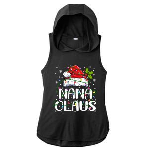 Nana Claus Christmas Lights Pajama Family Matching Ladies PosiCharge Tri-Blend Wicking Draft Hoodie Tank