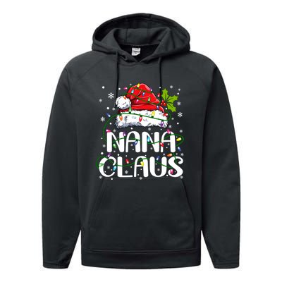 Nana Claus Christmas Lights Pajama Family Matching Performance Fleece Hoodie