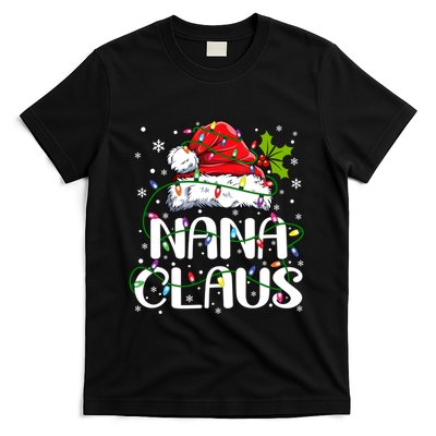 Nana Claus Christmas Lights Pajama Family Matching T-Shirt