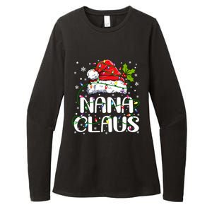 Nana Claus Christmas Lights Pajama Family Matching Womens CVC Long Sleeve Shirt