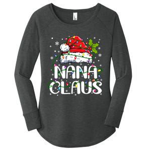 Nana Claus Christmas Lights Pajama Family Matching Women's Perfect Tri Tunic Long Sleeve Shirt