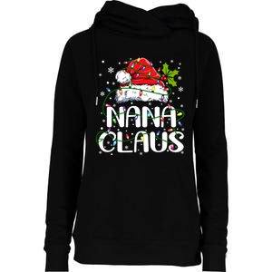 Nana Claus Christmas Lights Pajama Family Matching Womens Funnel Neck Pullover Hood