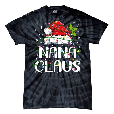 Nana Claus Christmas Lights Pajama Family Matching Tie-Dye T-Shirt