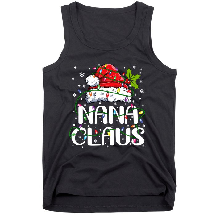 Nana Claus Christmas Lights Pajama Family Matching Tank Top