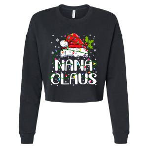 Nana Claus Christmas Lights Pajama Family Matching Cropped Pullover Crew