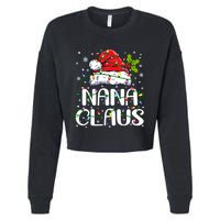 Nana Claus Christmas Lights Pajama Family Matching Cropped Pullover Crew