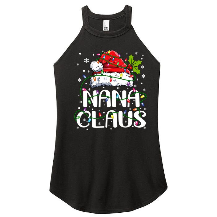 Nana Claus Christmas Lights Pajama Family Matching Women's Perfect Tri Rocker Tank