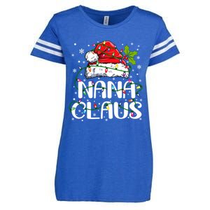 Nana Claus Christmas Lights Pajama Family Matching Enza Ladies Jersey Football T-Shirt