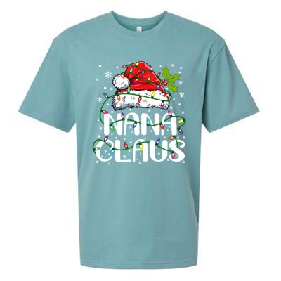 Nana Claus Christmas Lights Pajama Family Matching Sueded Cloud Jersey T-Shirt