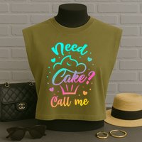 Need Cupcake? Call Me Funny Cupcake Maker Baking Chef Meaningful Gift Garment-Dyed Women's Muscle Tee