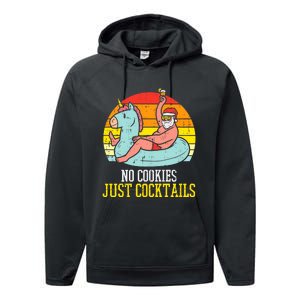 No Cookies Cocktails Santa Summer Christmas In July Xmas Performance Fleece Hoodie