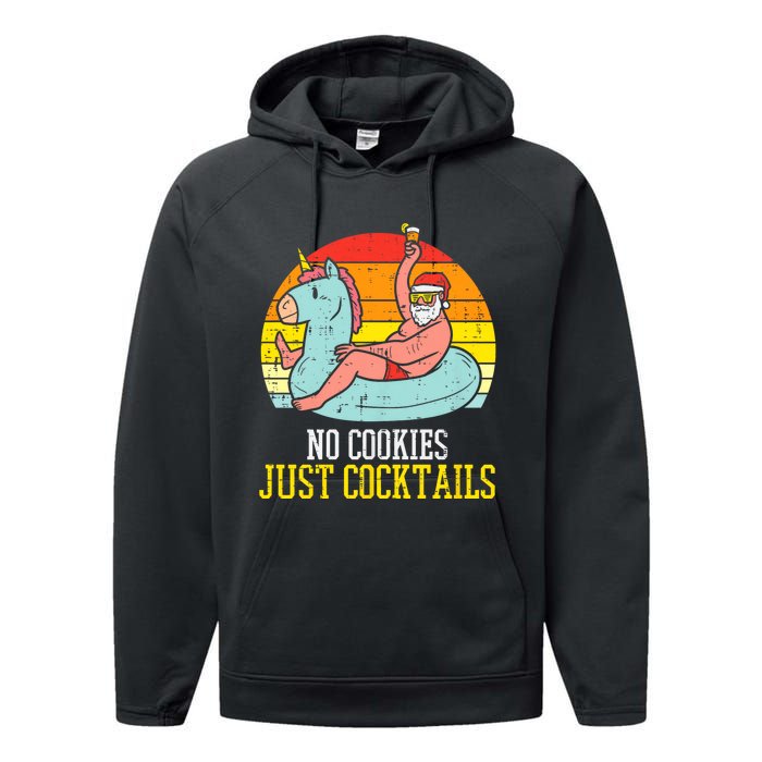 No Cookies Cocktails Santa Summer Christmas In July Xmas Performance Fleece Hoodie