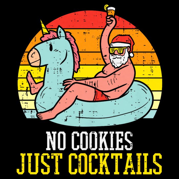 No Cookies Cocktails Santa Summer Christmas In July Xmas Cooling Performance Crew T-Shirt