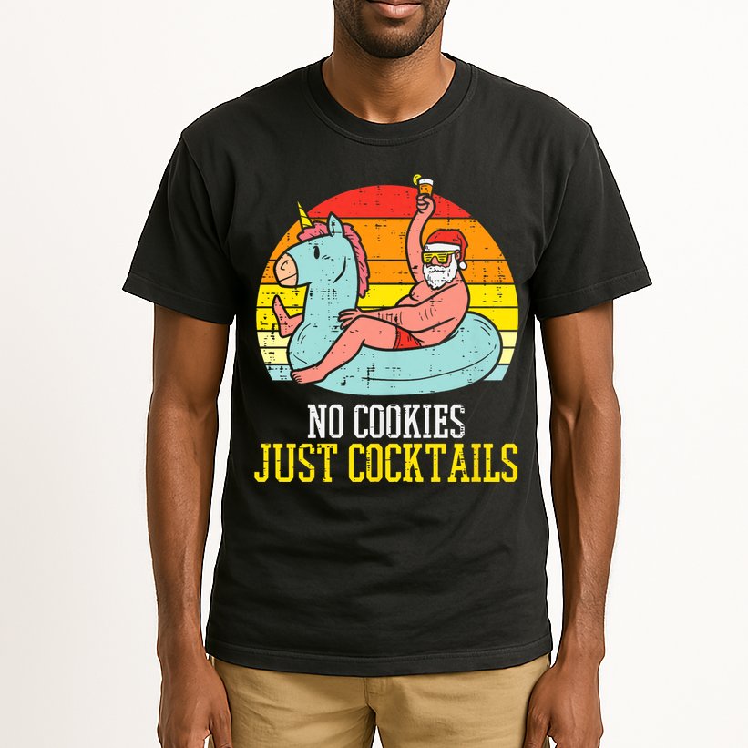 No Cookies Cocktails Santa Summer Christmas In July Xmas Tall T-Shirt