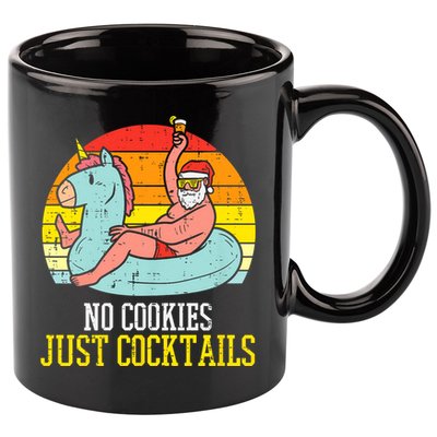 No Cookies Cocktails Santa Summer Christmas In July Xmas 11oz C Handle Ceramic Mug