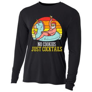 No Cookies Cocktails Santa Summer Christmas In July Xmas Cooling Performance Long Sleeve Crew