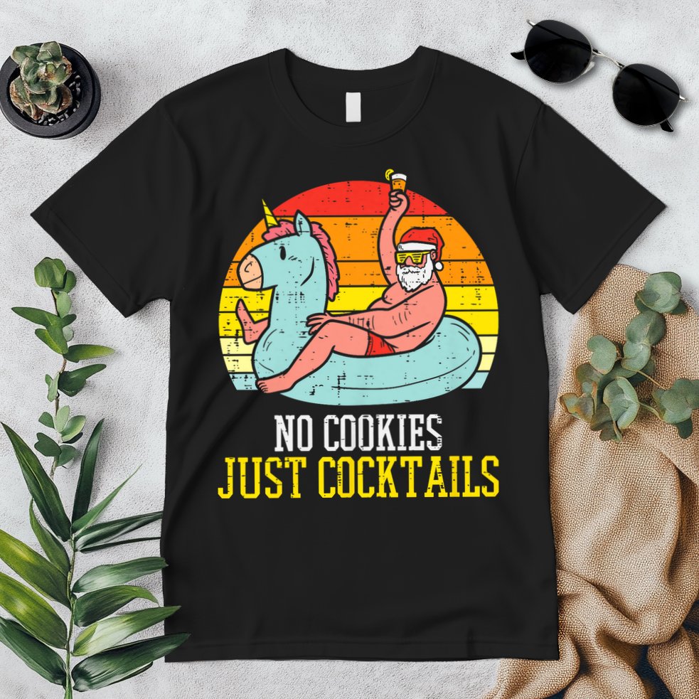 No Cookies Cocktails Santa Summer Christmas In July Xmas Premium T-Shirt