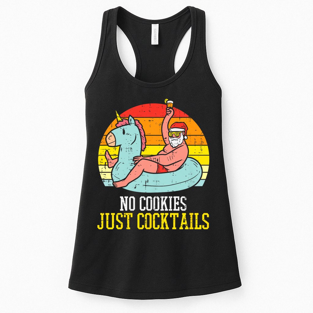 No Cookies Cocktails Santa Summer Christmas In July Xmas Womens Tank Top